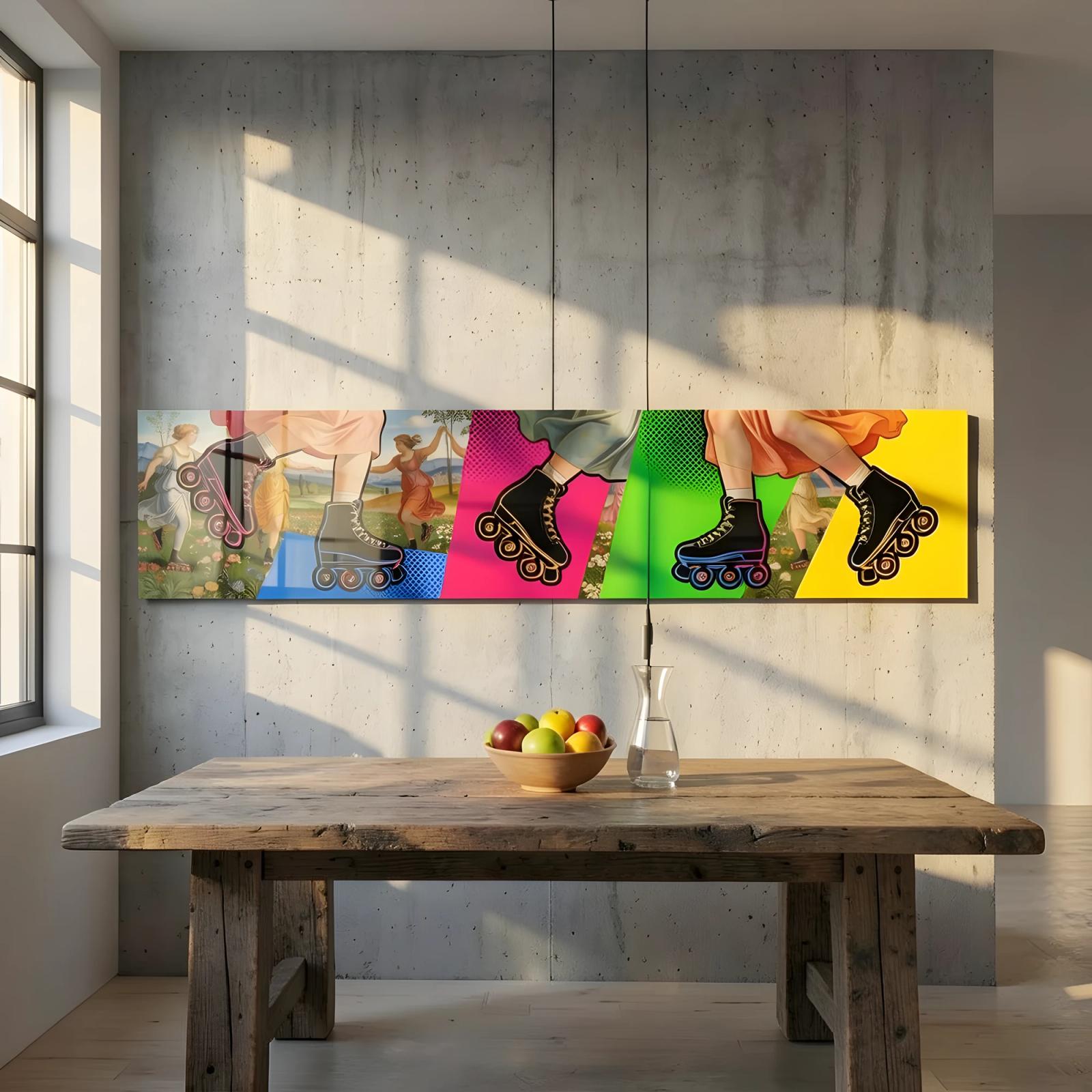 Roller Skate Renaissance Pop Collage Glass Wall Art — 5