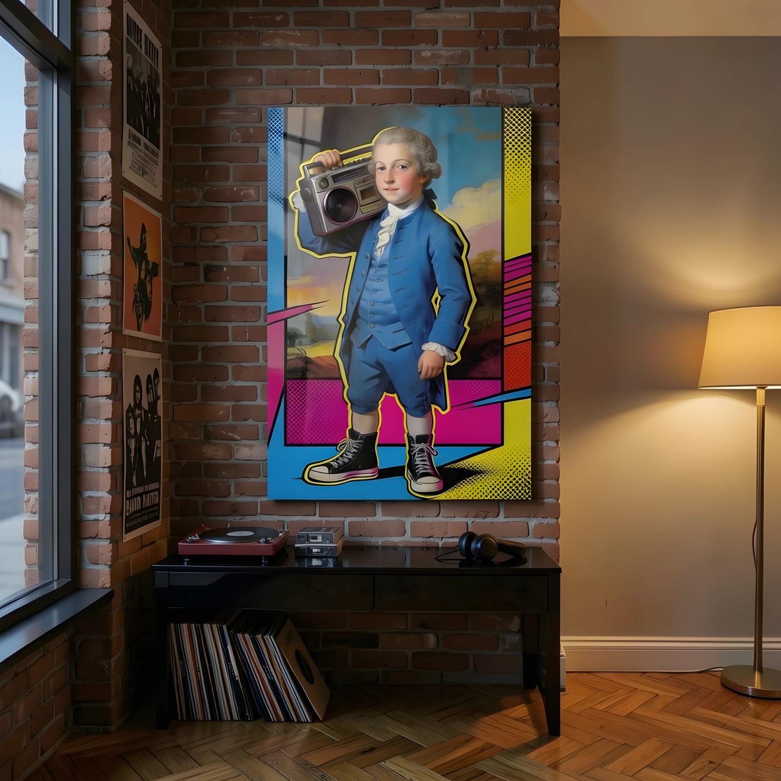 Pop Art Portrait Boombox Boy Wall Art | Glass Wall Art — 4