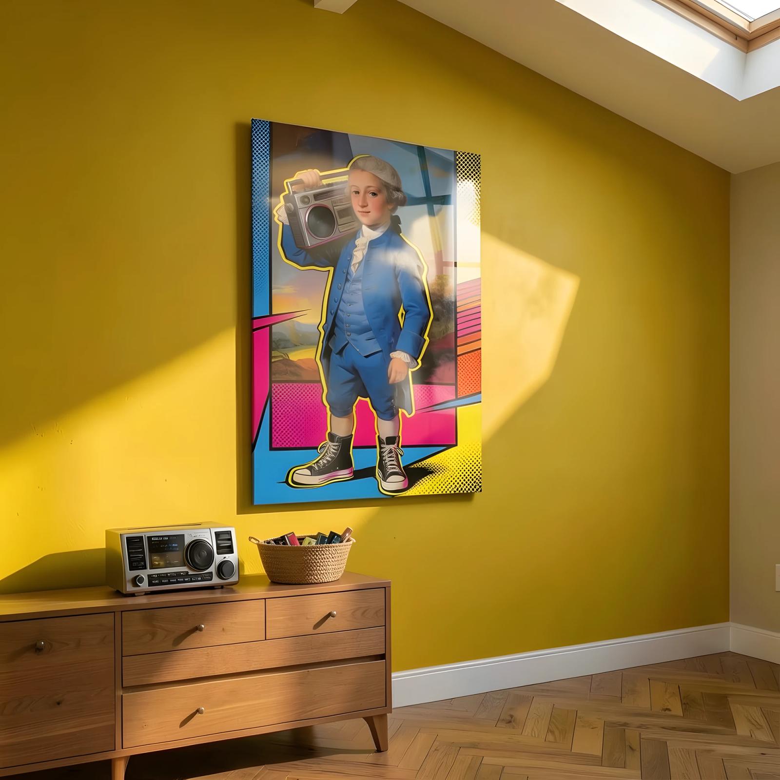 Pop Art Portrait Boombox Boy Wall Art | Glass Wall Art — 6