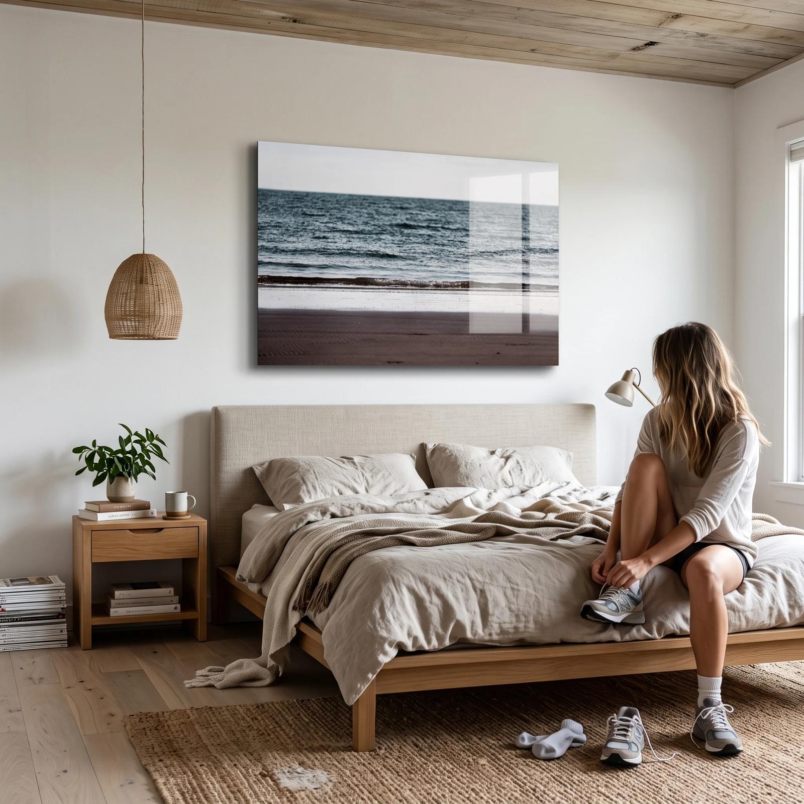 Coastal Ocean Wave Minimalist Seascape Glass Wall Art