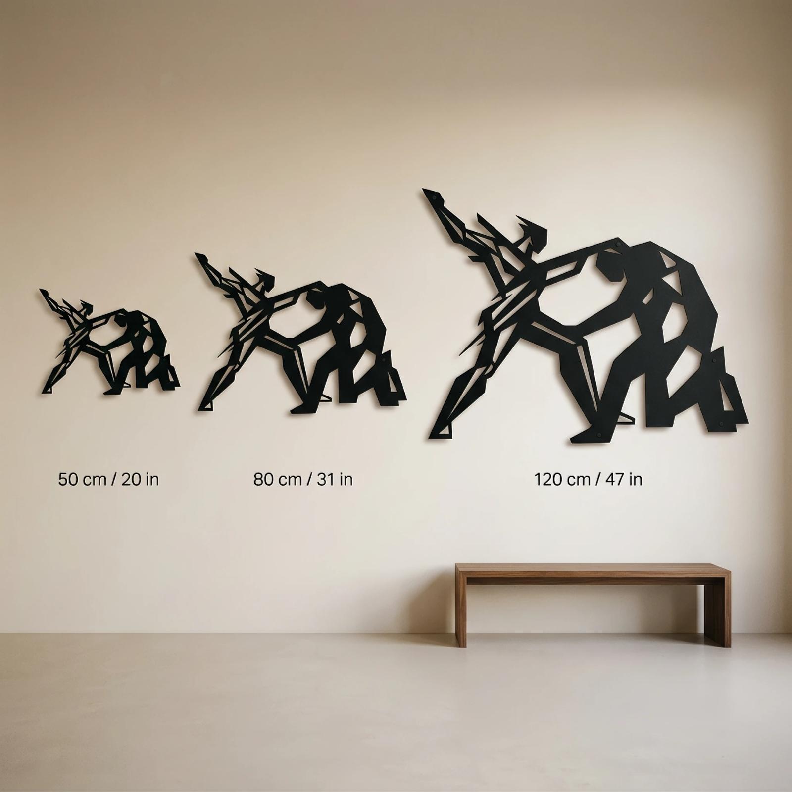 Geometric Wrestling Metal Wall Art – Iron Grapple, LED BJJ & MMA Decor for Home Gym — 7