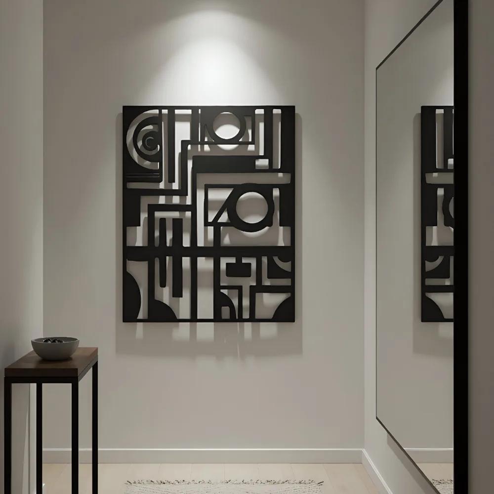 Abstract Geometric Metal Wall Art – Modern Matrix, Living Room Statement Decor — 10