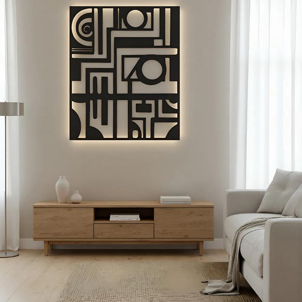 Abstract Geometric Metal Wall Art – Modern Matrix, Living Room Statement Decor — 15