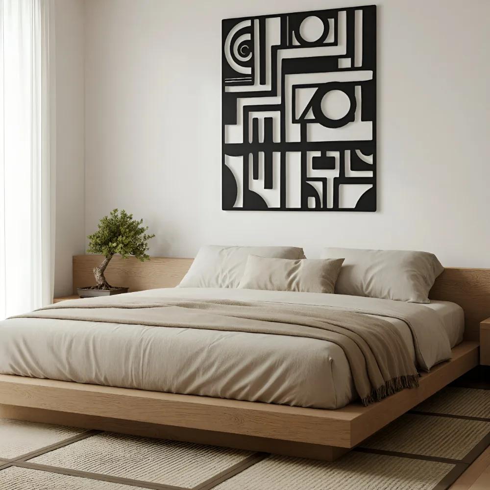 Abstract Geometric Metal Wall Art – Modern Matrix, Living Room Statement Decor — 16
