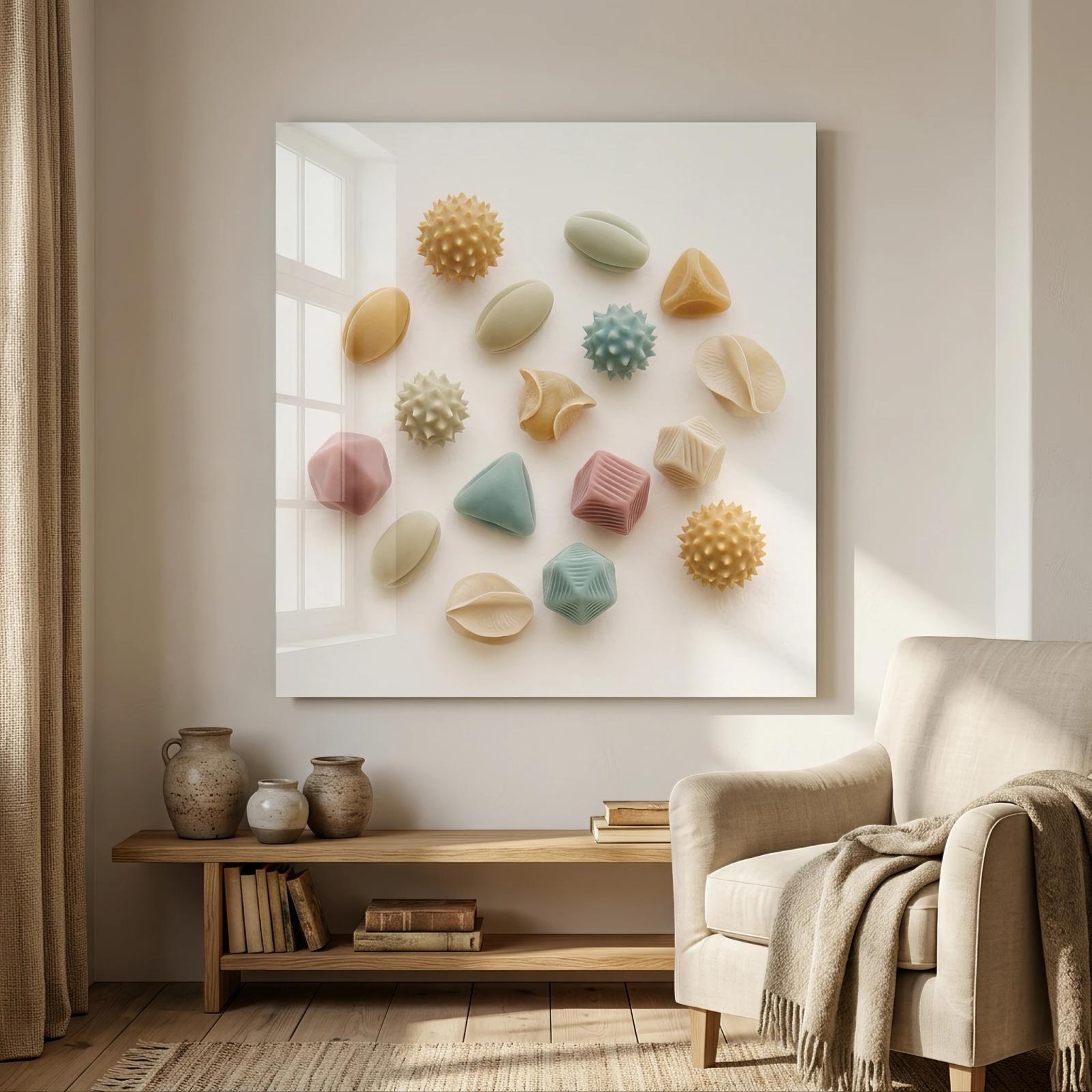 Botanical Seed Forms Pastel Abstract Tempered Glass Wall Art