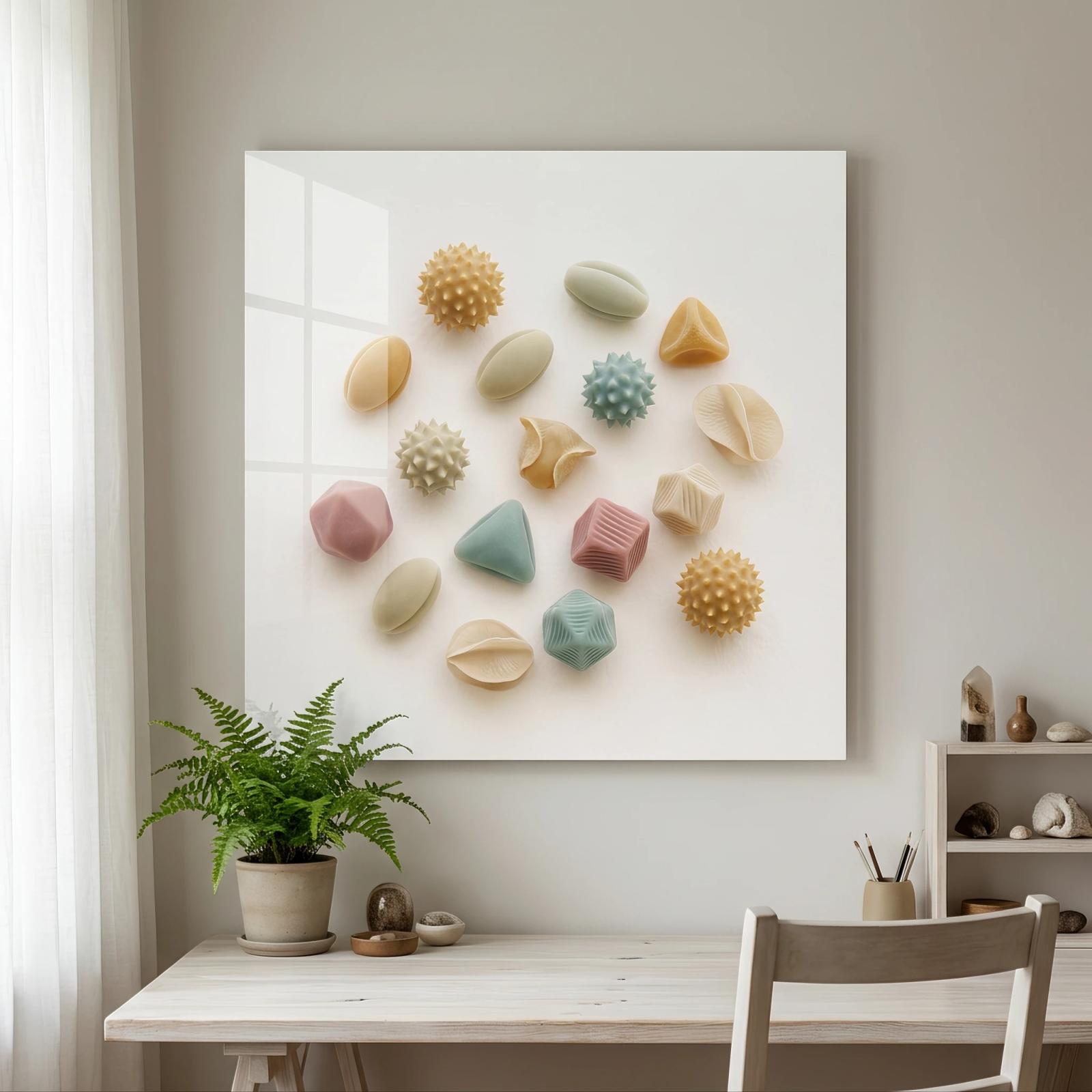 Botanical Seed Forms Pastel Abstract Tempered Glass Wall Art — 2
