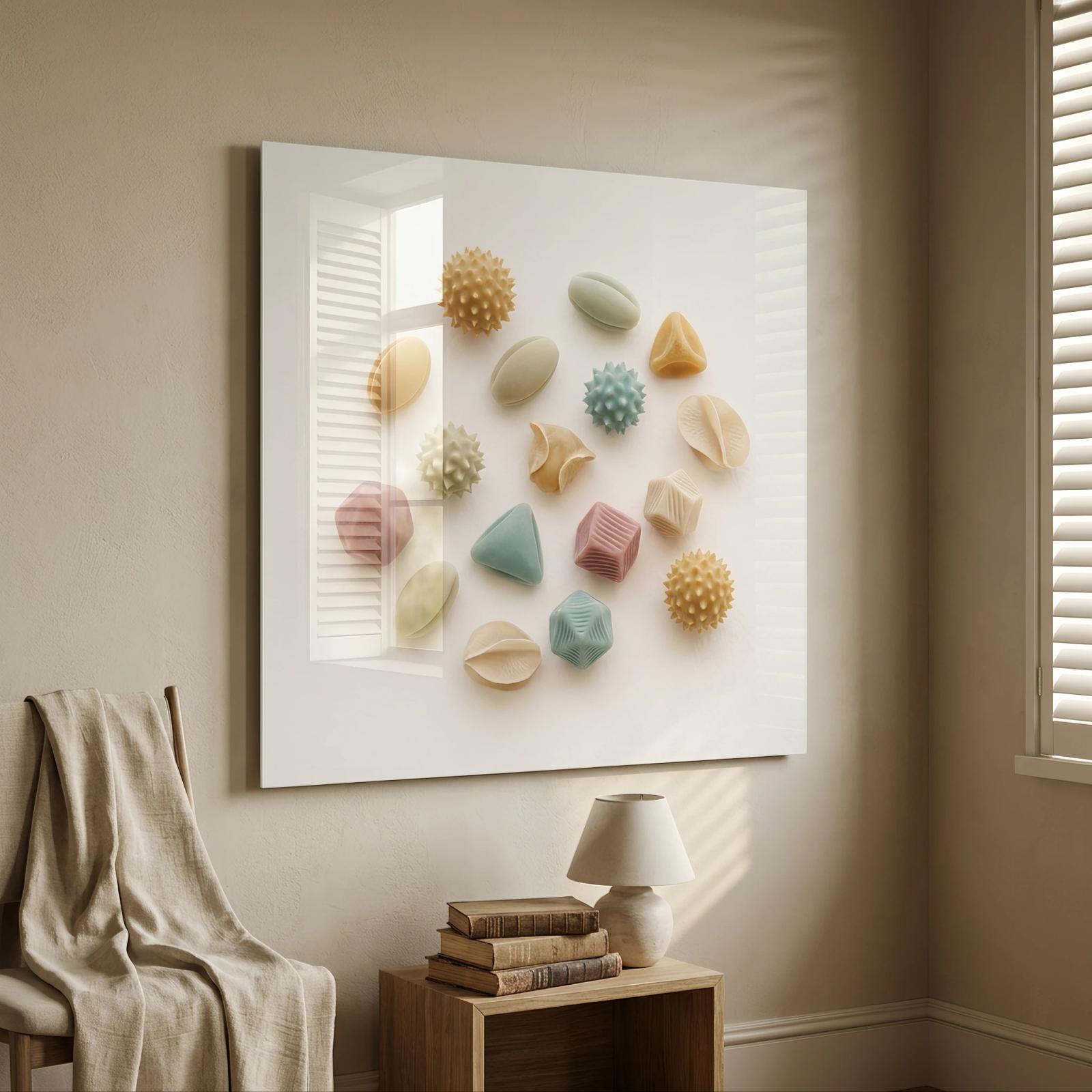 Botanical Seed Forms Pastel Abstract Tempered Glass Wall Art — 5