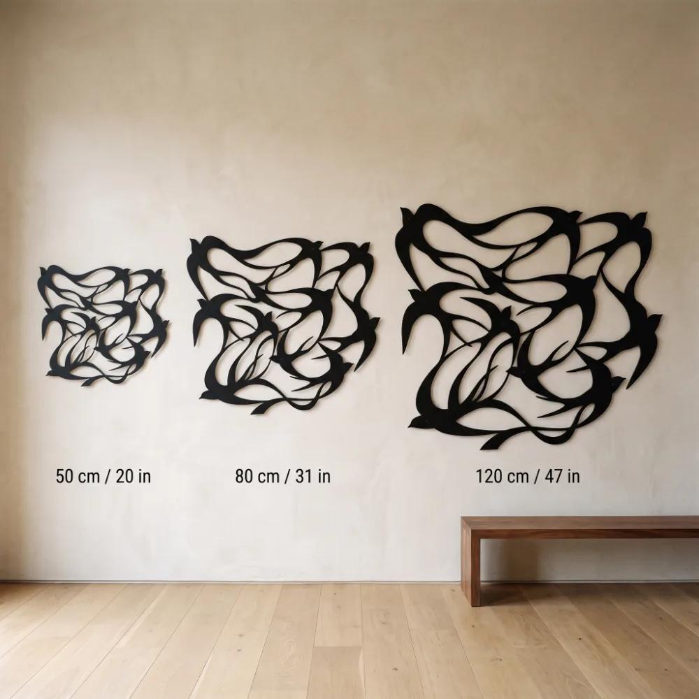 Abstract Swallows Metal Wall Art – Wind Flock, Coastal Living Room Decor — 10