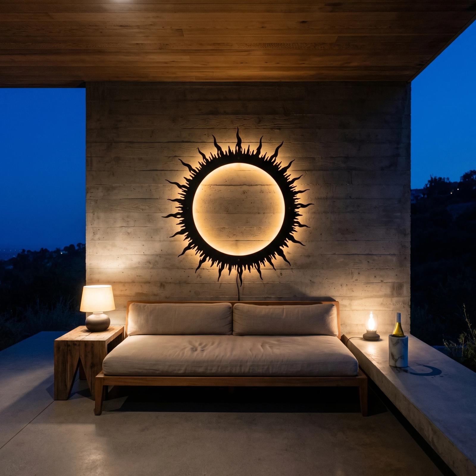 Solar Eclipse Metal Wall Art – Corona Burst, Bohemian Living Room Decor