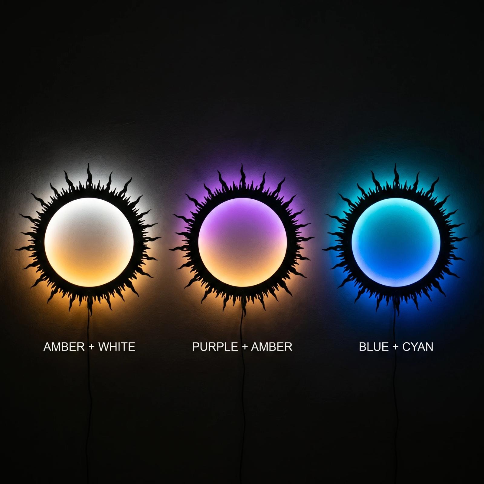 Solar Eclipse Metal Wall Art – Corona Burst, Bohemian Living Room Decor — 9