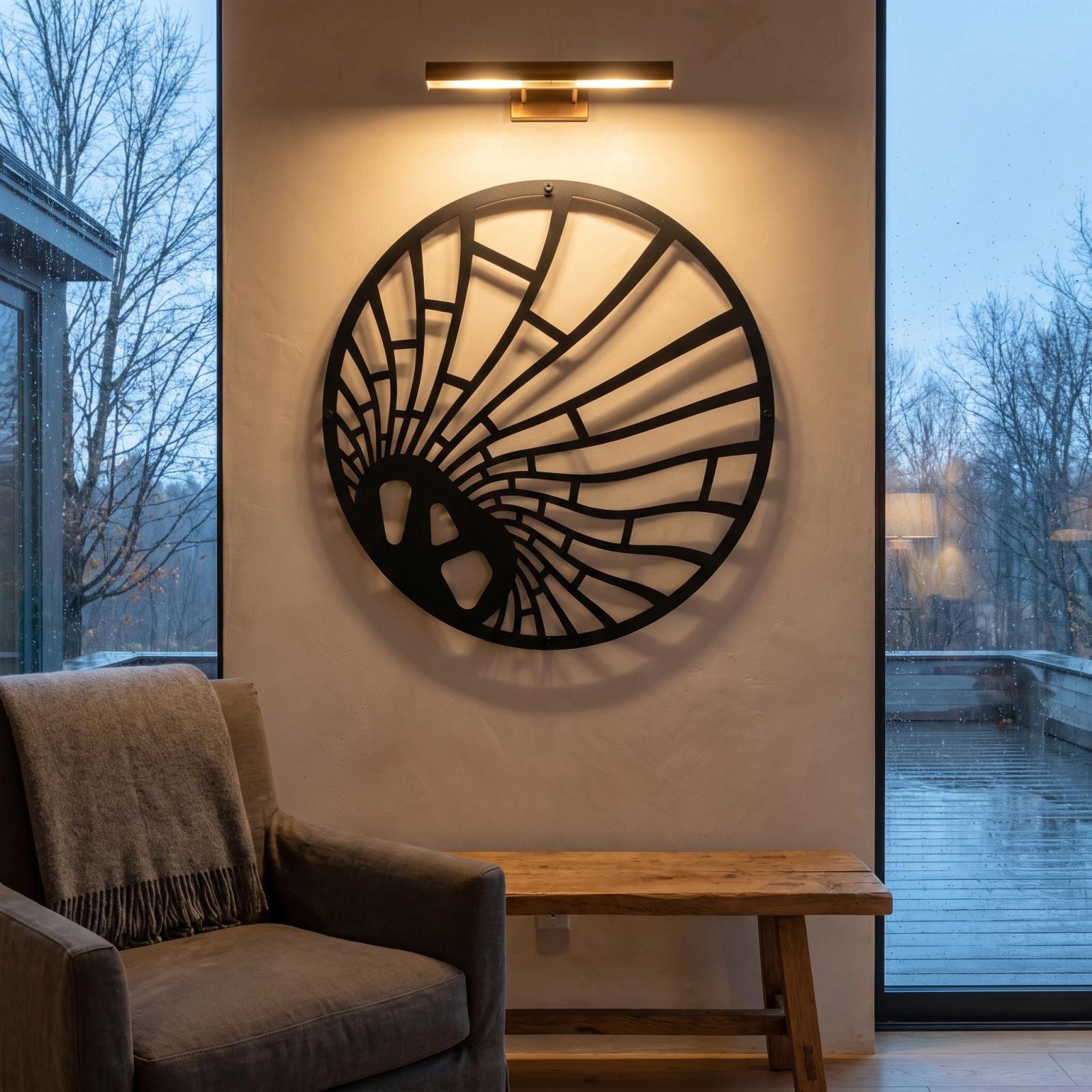 Sunburst Metal Wall Art – Ember Meridian, Living Room Circular Statement Decor — 4