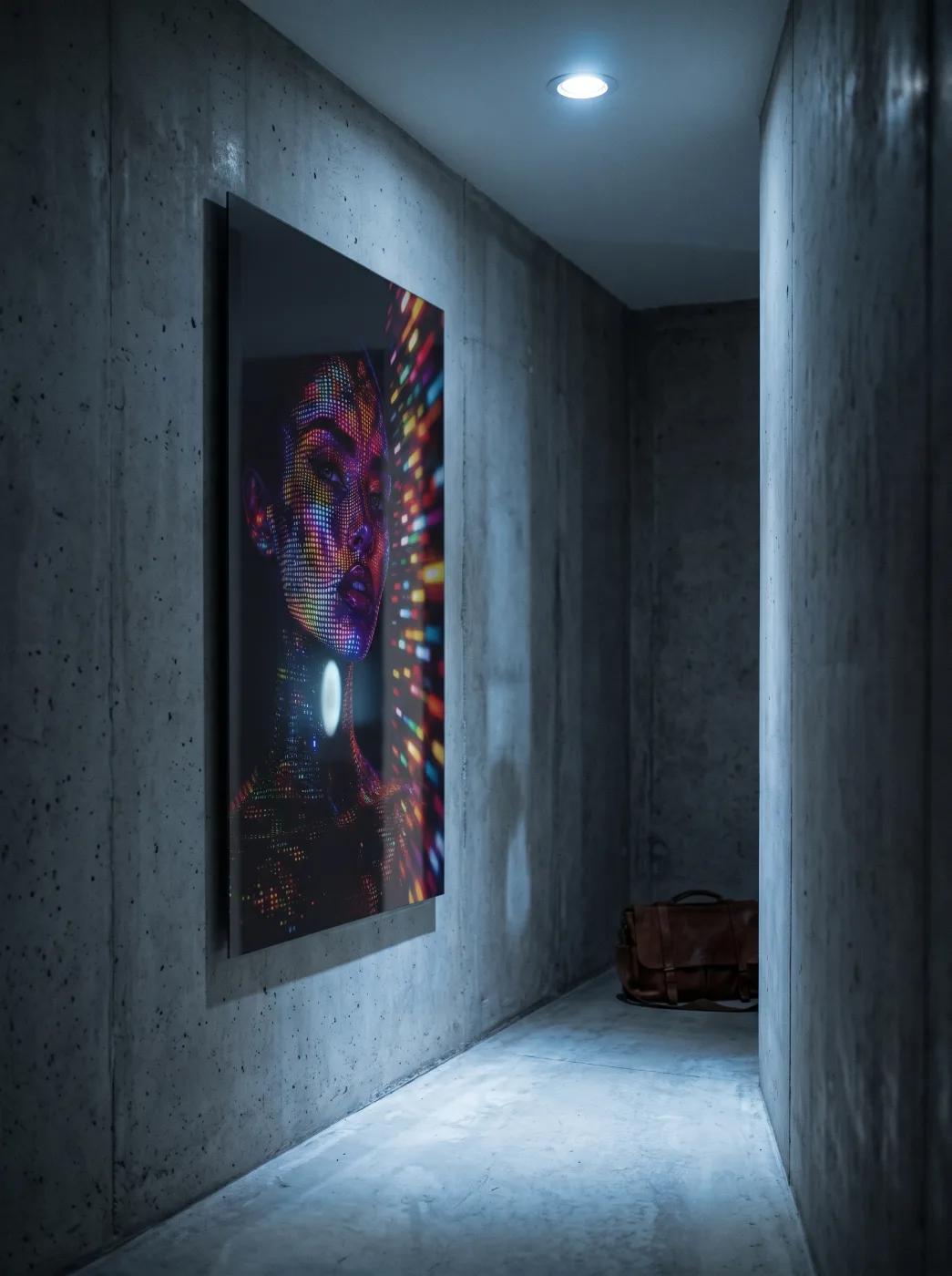 Neon Portrait UV Printed on Glass | Tempered Glass Wall Art — 2