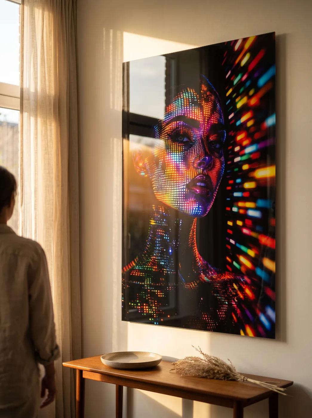 Neon Portrait UV Printed on Glass | Tempered Glass Wall Art — 4