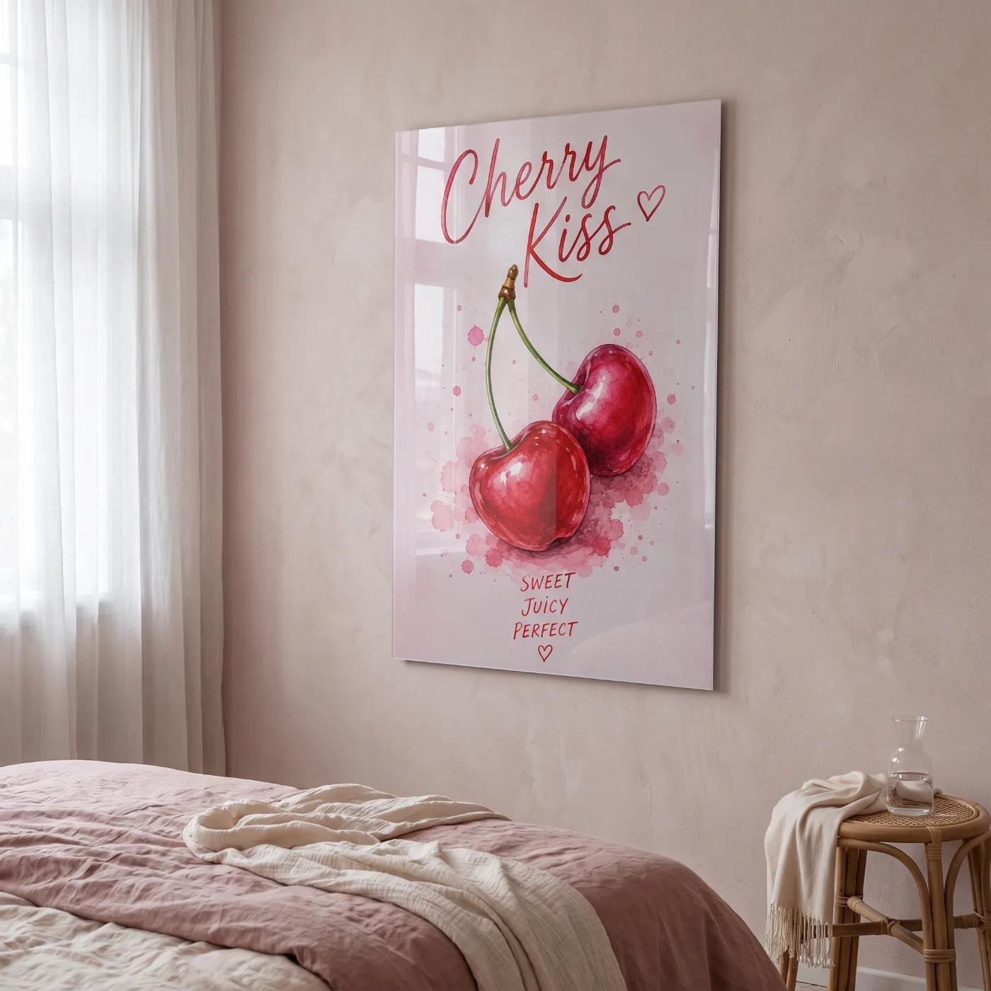 Cherry Wall Art Watercolor Fruit Kitchen Decor | Glass Wall Art — 3