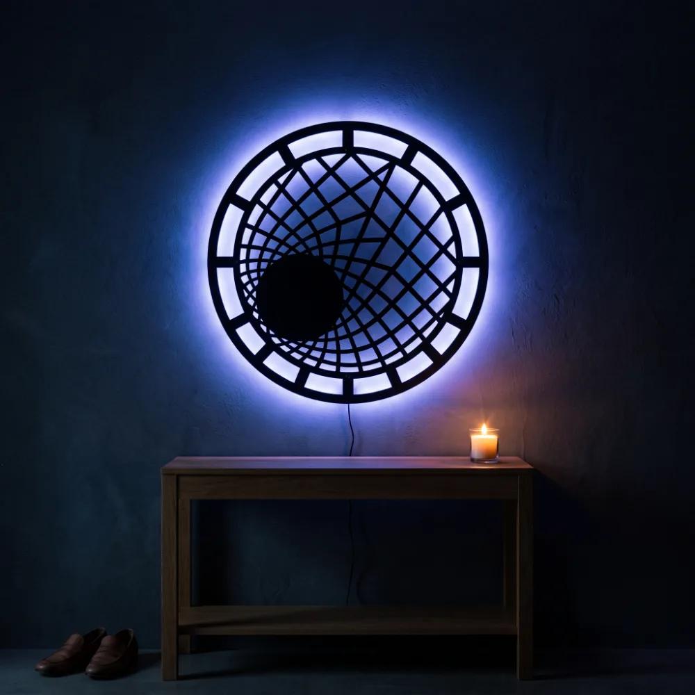 LED Geometric Circle Metal Wall Art – Orbital Drift, Modern Living Room Backlit Decor