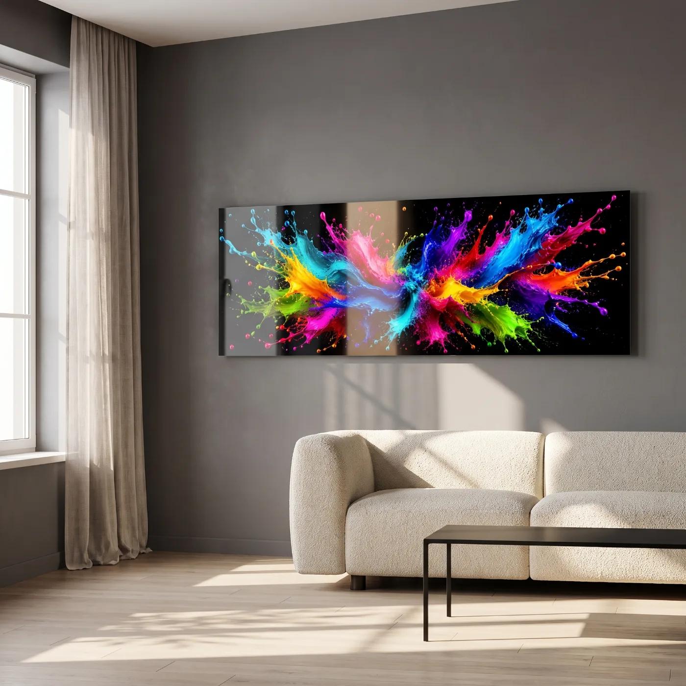 Colorful Paint Splash Wall Art Vivid Rainbow Abstract | Glass Wall Art — 2
