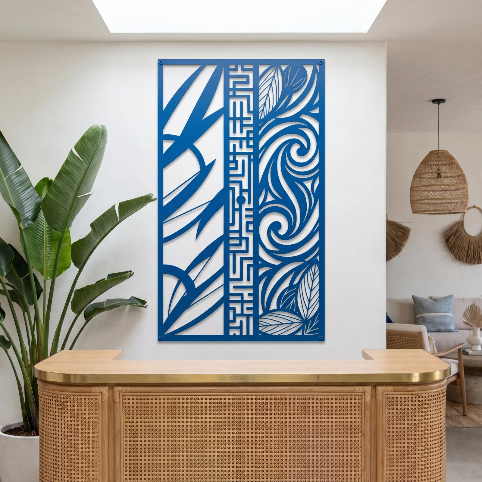 Sunburst Wave Metal Wall Art – Dawn Passage, Modern Living Room Triptych Decor — 3