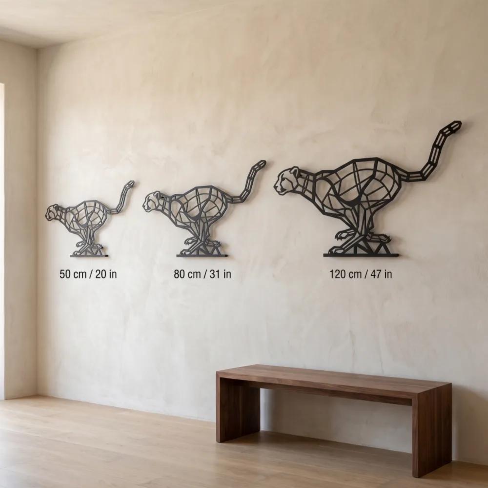 Geometric Cheetah Metal Wall Art – Origami Wildcat, Modern Safari Decor — 10