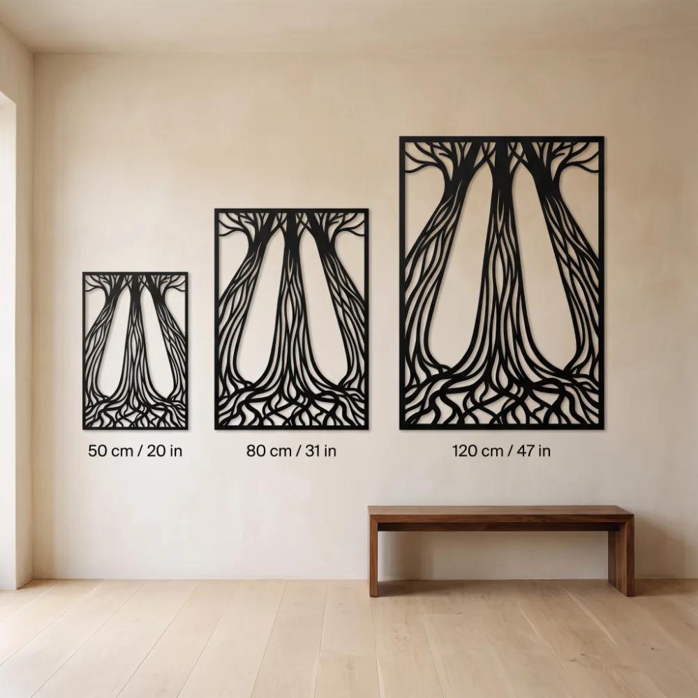 Tree Roots Metal Wall Art – Rooted Hush, Living Room Nature Decor — 10