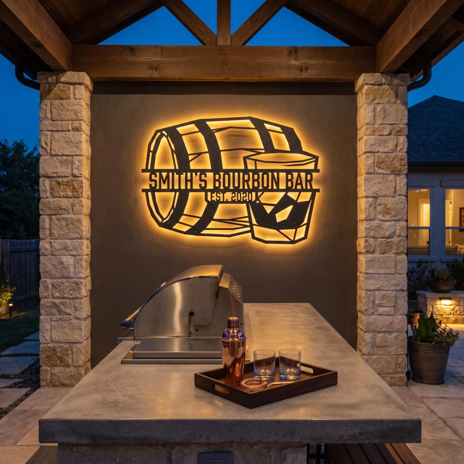 Custom Bourbon Bar Metal Wall Art – Heritage Whiskey, Newlywed Home Lounge Decor — 4