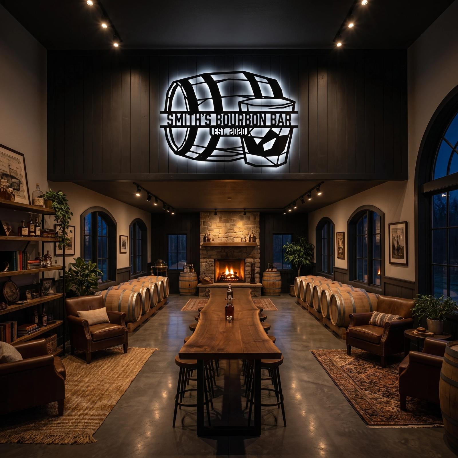 Custom Bourbon Bar Metal Wall Art – Heritage Whiskey, Newlywed Home Lounge Decor — 5