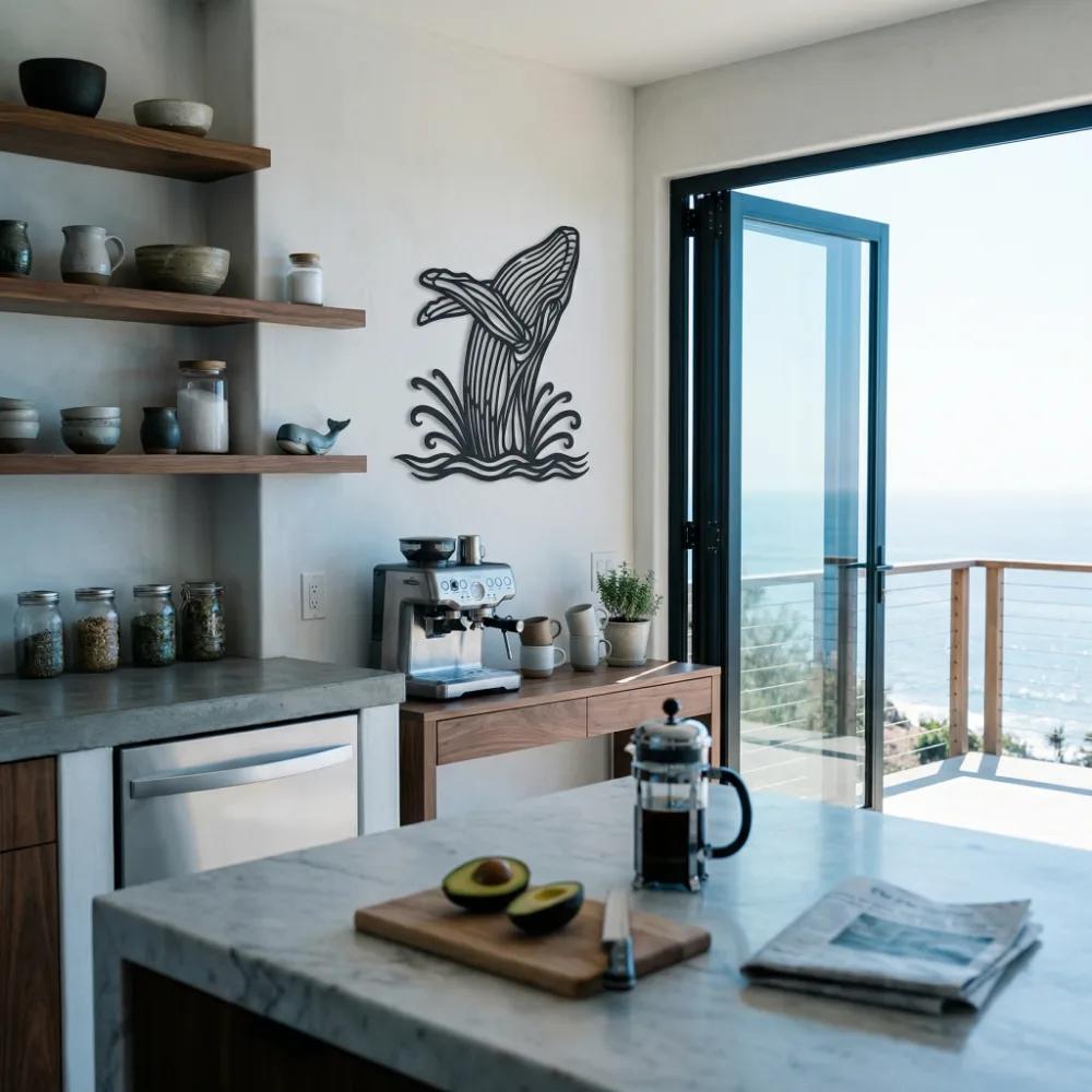 Humpback Whale Metal Wall Art – Breaching Giant, Coastal Bathroom Decor — 10