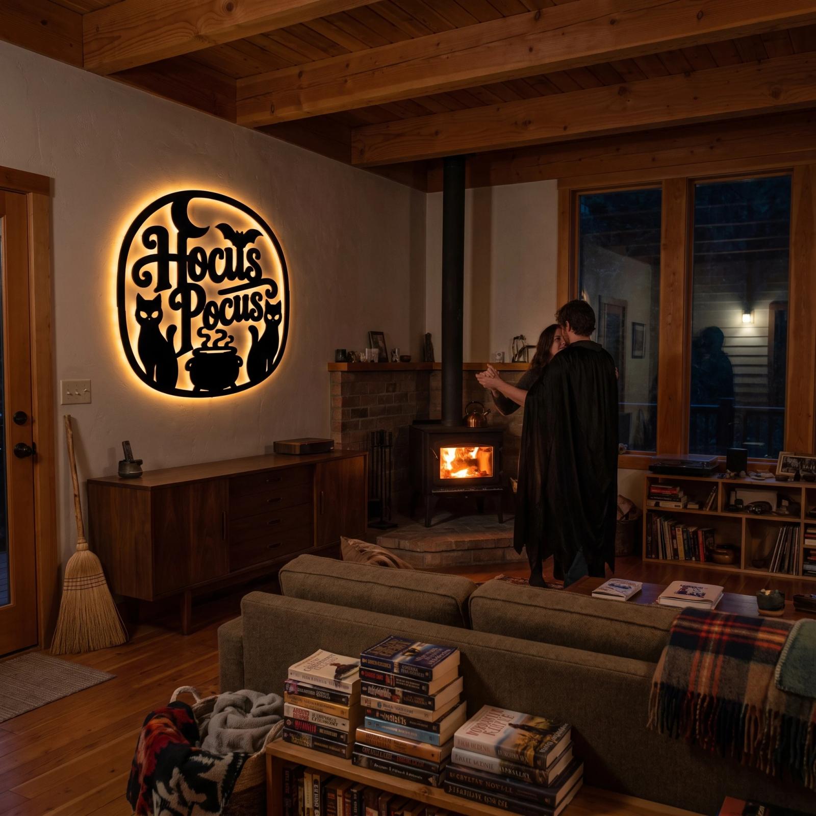 Hocus Pocus Halloween LED Metal Wall Art – Coven Glow, Entryway Decor — 2