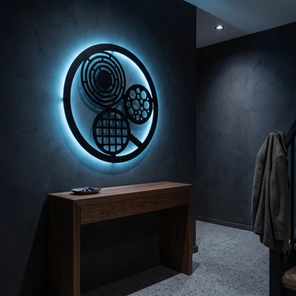 Circles Metal LED Wall Art – Lumen Orbit, Modern Living Room Backlit Decor — 3