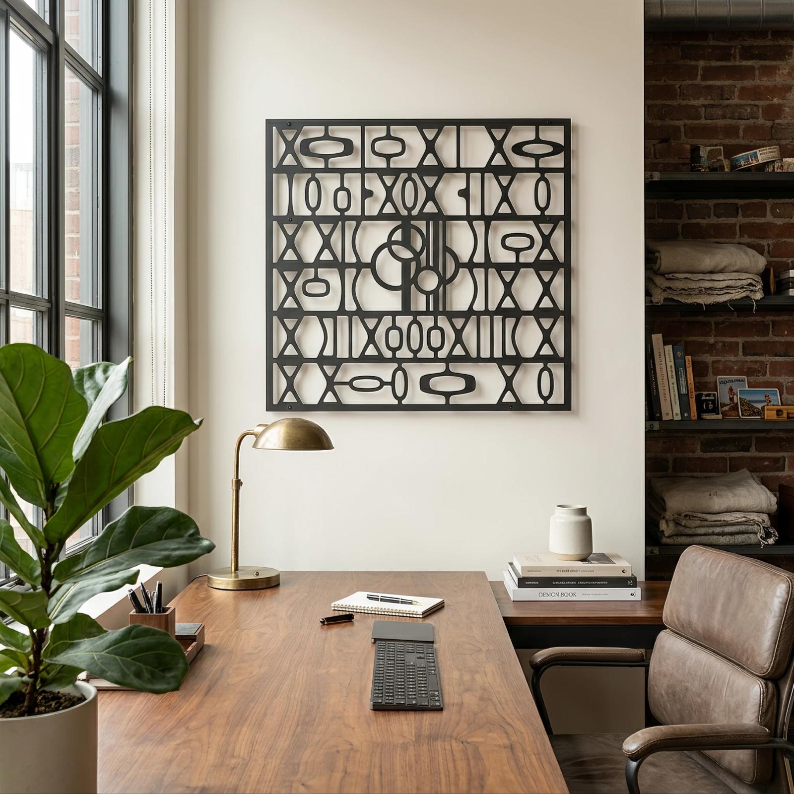 Geometric Tessellation Metal Wall Art – Mandala Grid, Modern Abstract Decor