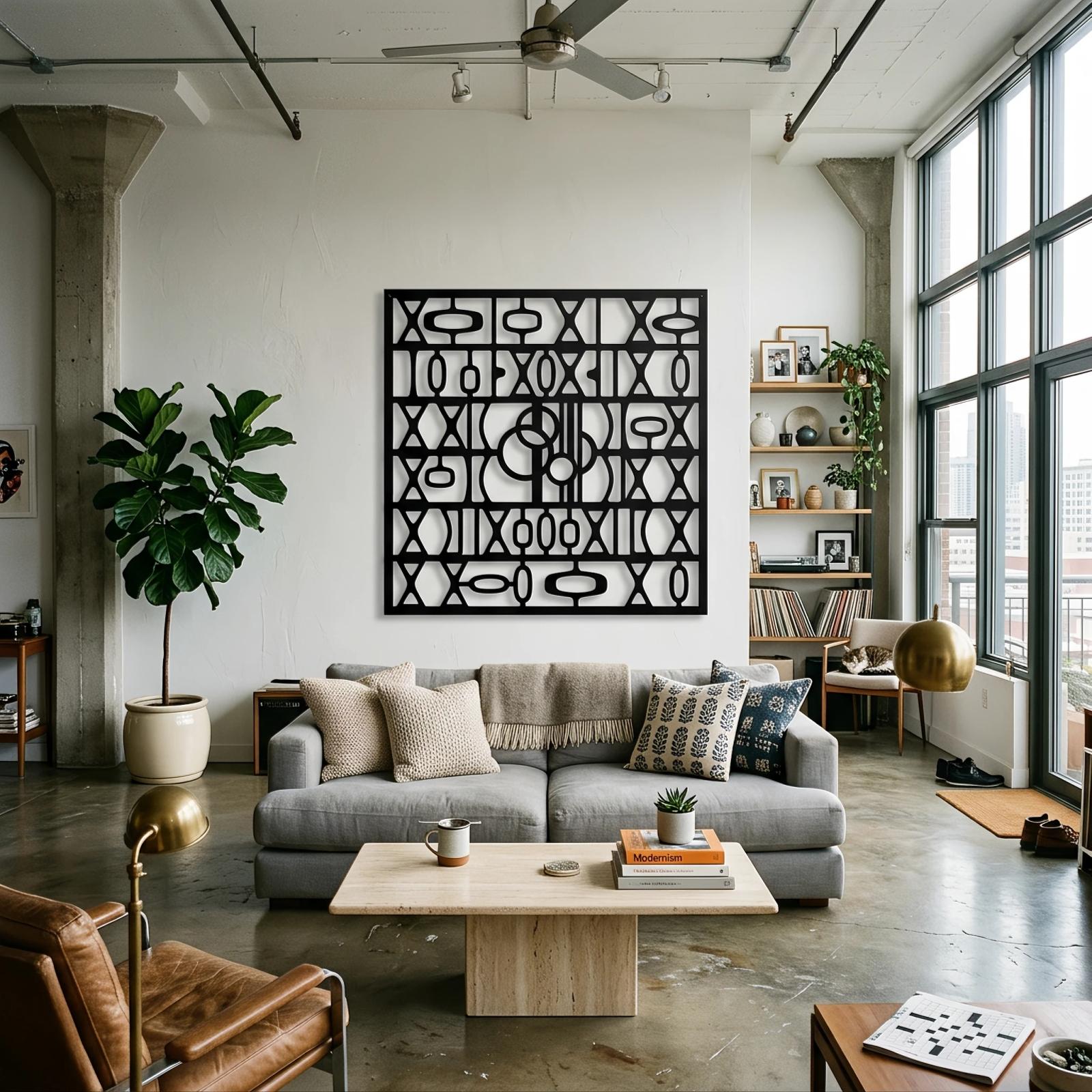 Geometric Tessellation Metal Wall Art – Mandala Grid, Modern Abstract Decor — 2