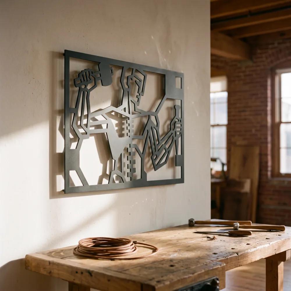 Blacksmith Metal Wall Art – Forge Titan, Industrial Man Cave Decor
