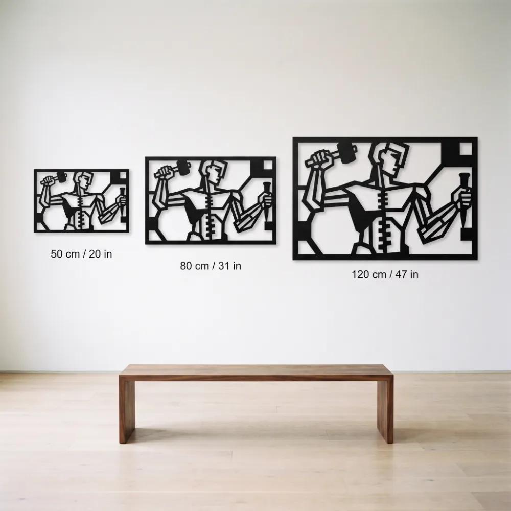 Blacksmith Metal Wall Art – Forge Titan, Industrial Man Cave Decor — 7