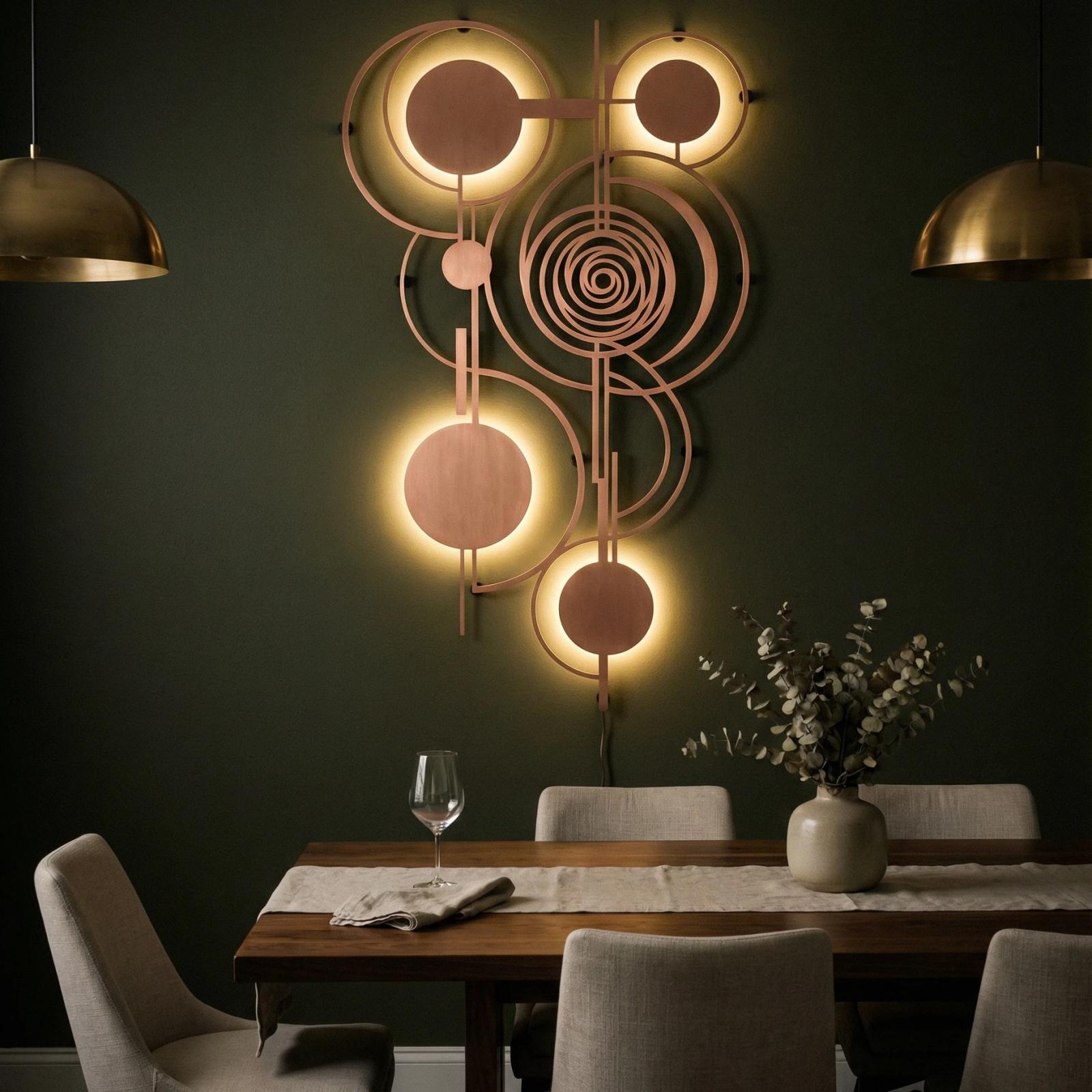 Mid Century Geometric Metal Wall Art – Orbital Harmony, Living Room Decor