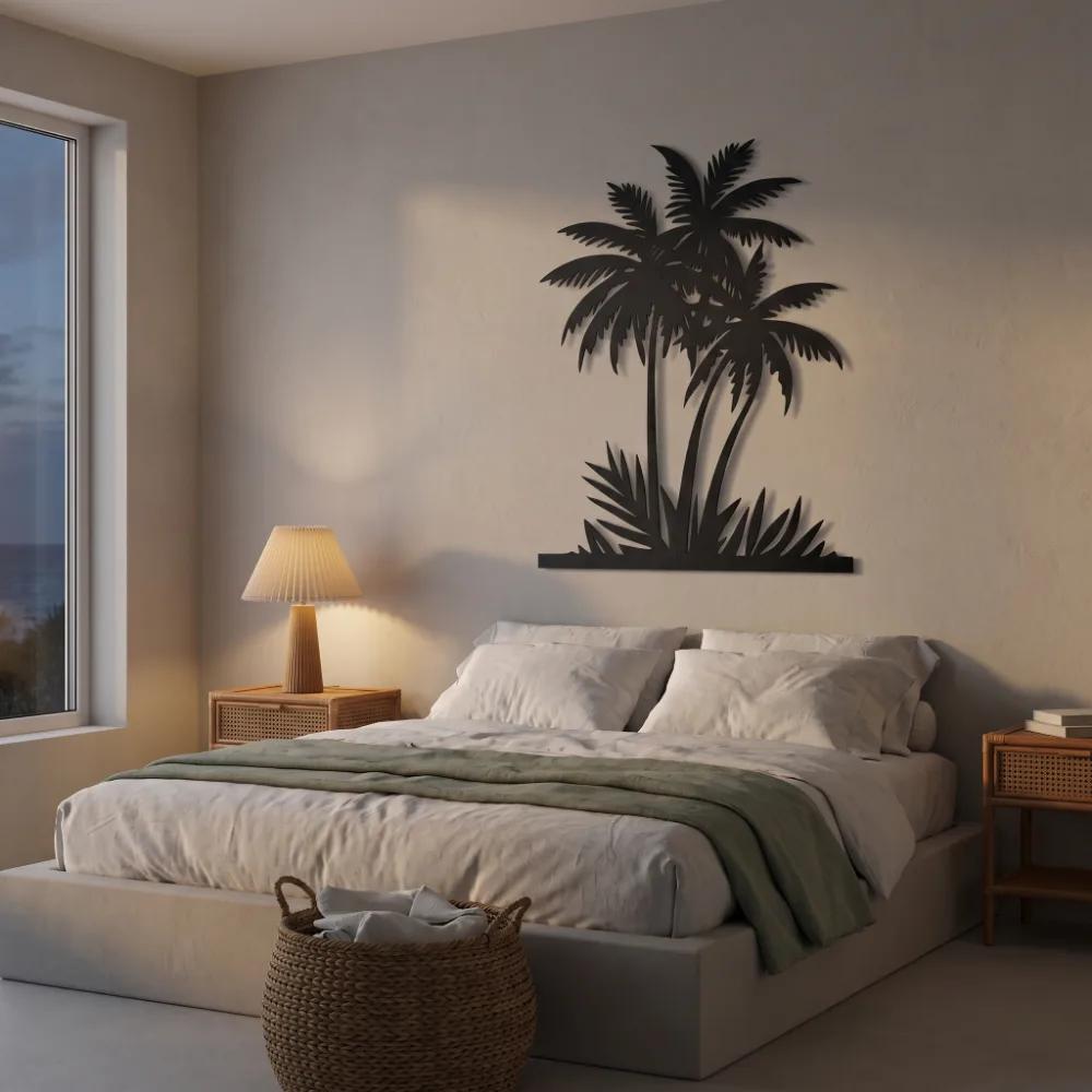 Tropical Palm Tree Metal Wall Art – Coastal Breezes Silhouette, Beach House Decor — 6