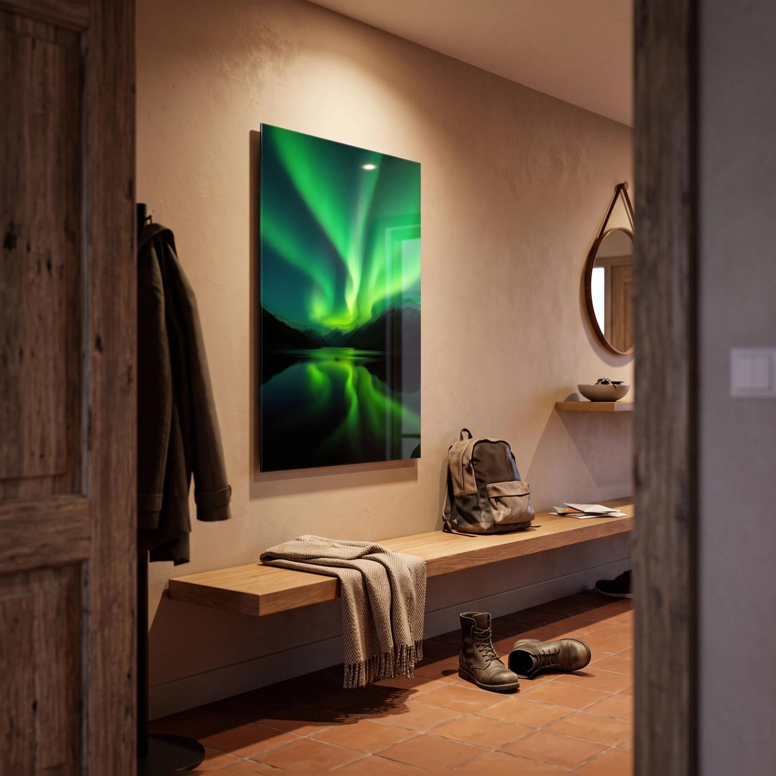 Aurora Borealis Glass Wall Art Night Fjord Reflection | Glass Wall Art — 5