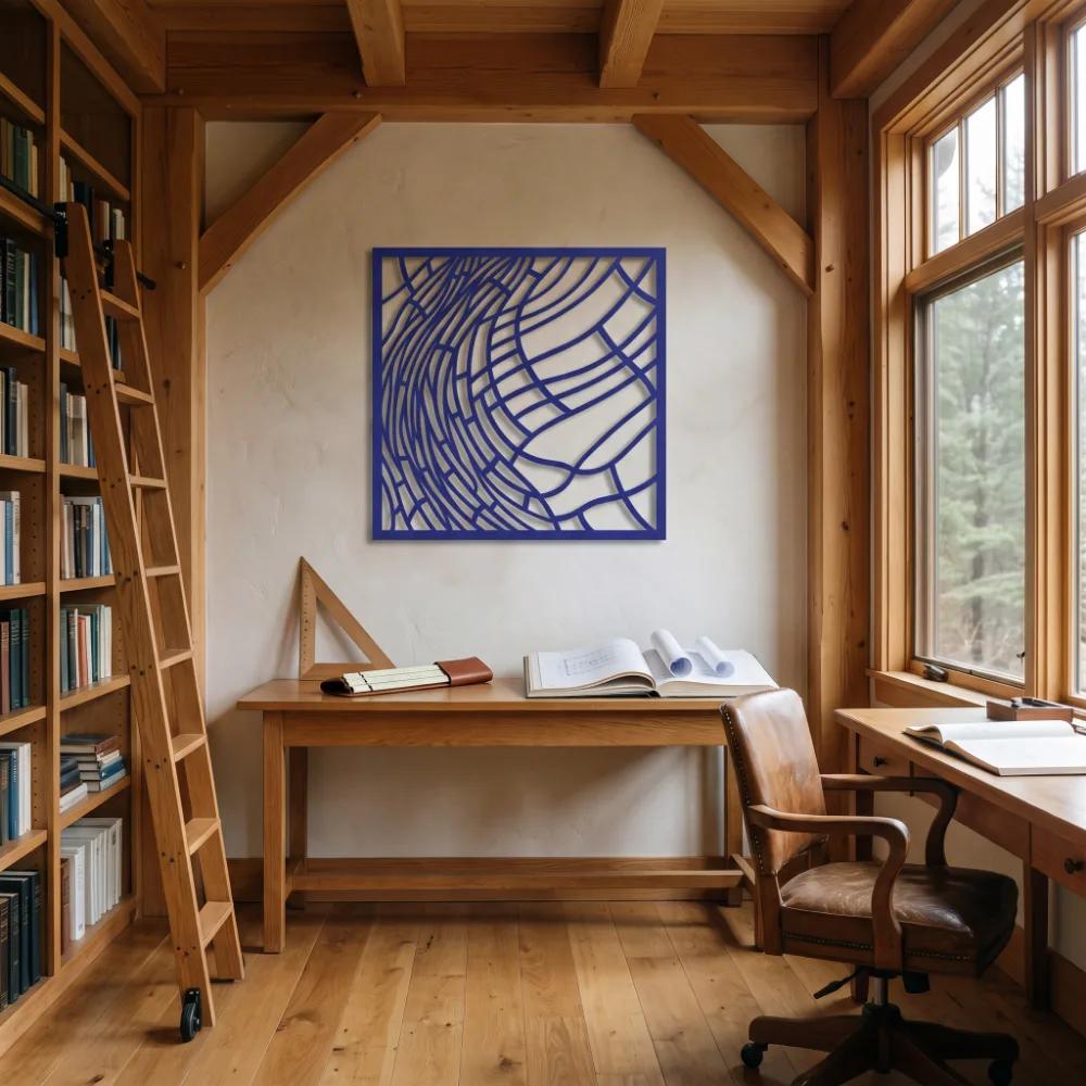 Warped Grid Metal Op Art Wall Art – Drift Field, Modern Living Room Decor — 2