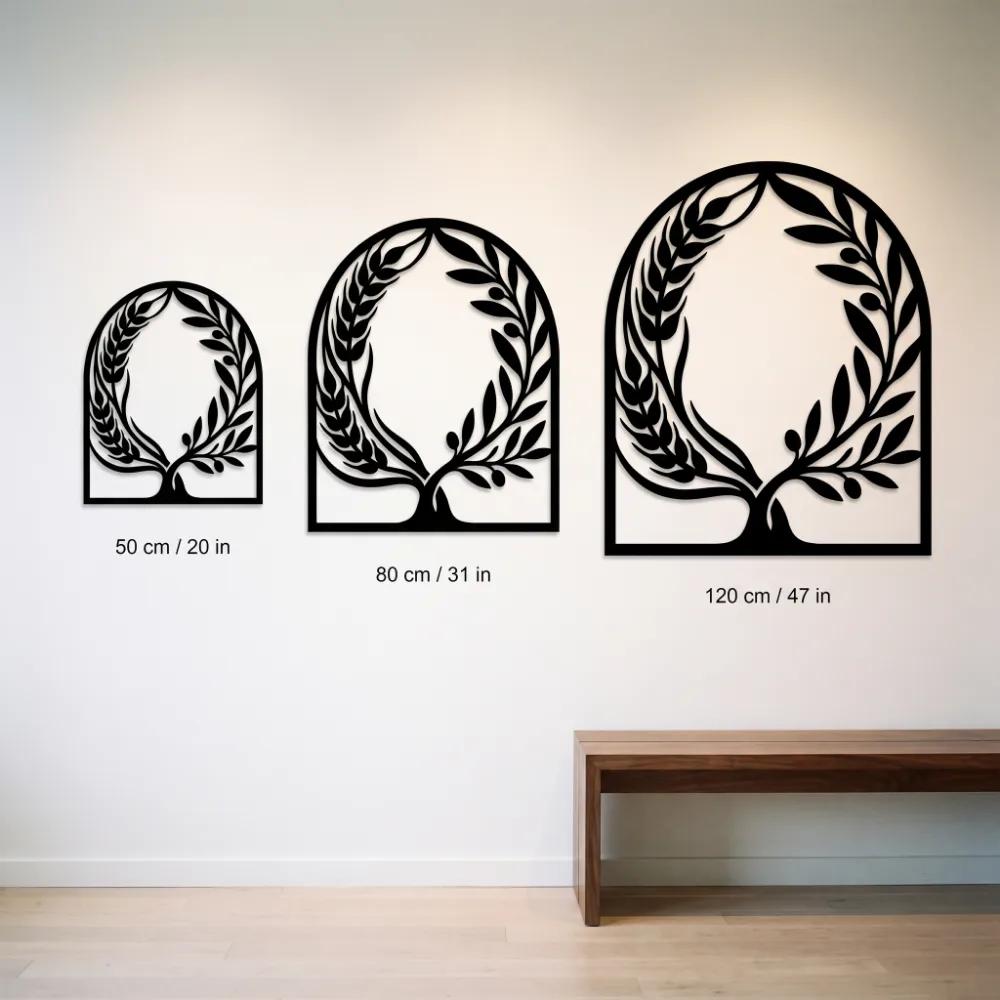 Wheat Olive Branch Metal Wall Art – Harvest Arch, Farmhouse Kitchen Decor — 7