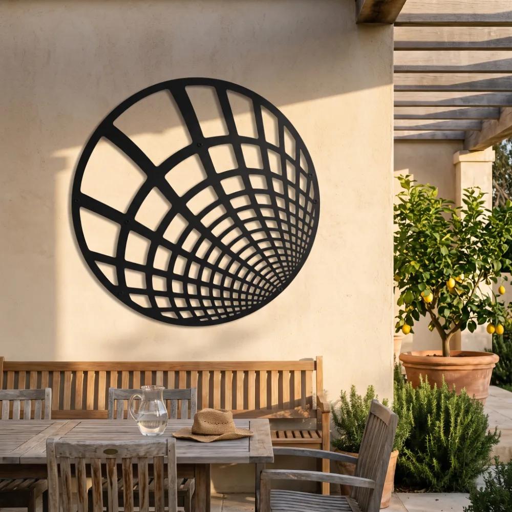 Geometric Sphere Metal Wall Art – Meridian Drift, Modern Living Room Decor — 7