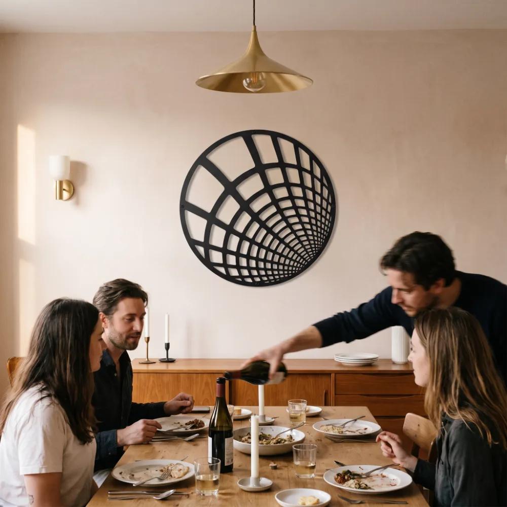 Geometric Sphere Metal Wall Art – Meridian Drift, Modern Living Room Decor — 9