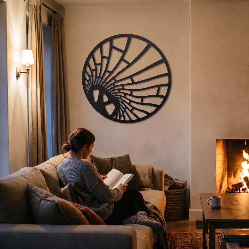 Sunburst Metal Wall Art – Ember Meridian, Living Room Circular Statement Decor — 3