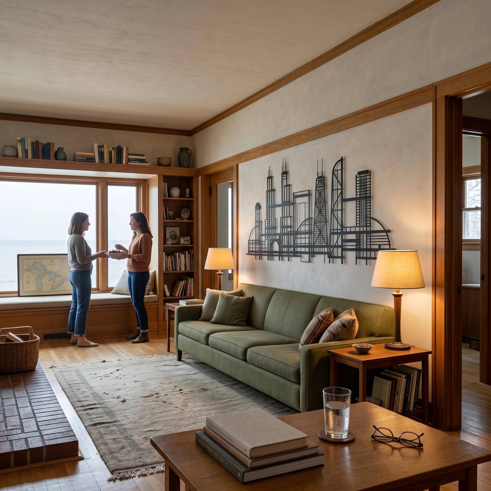 Chicago Skyline Metal Architectural Wall Art – Lakefront Lines, Living Room & Entryway Decor — 2