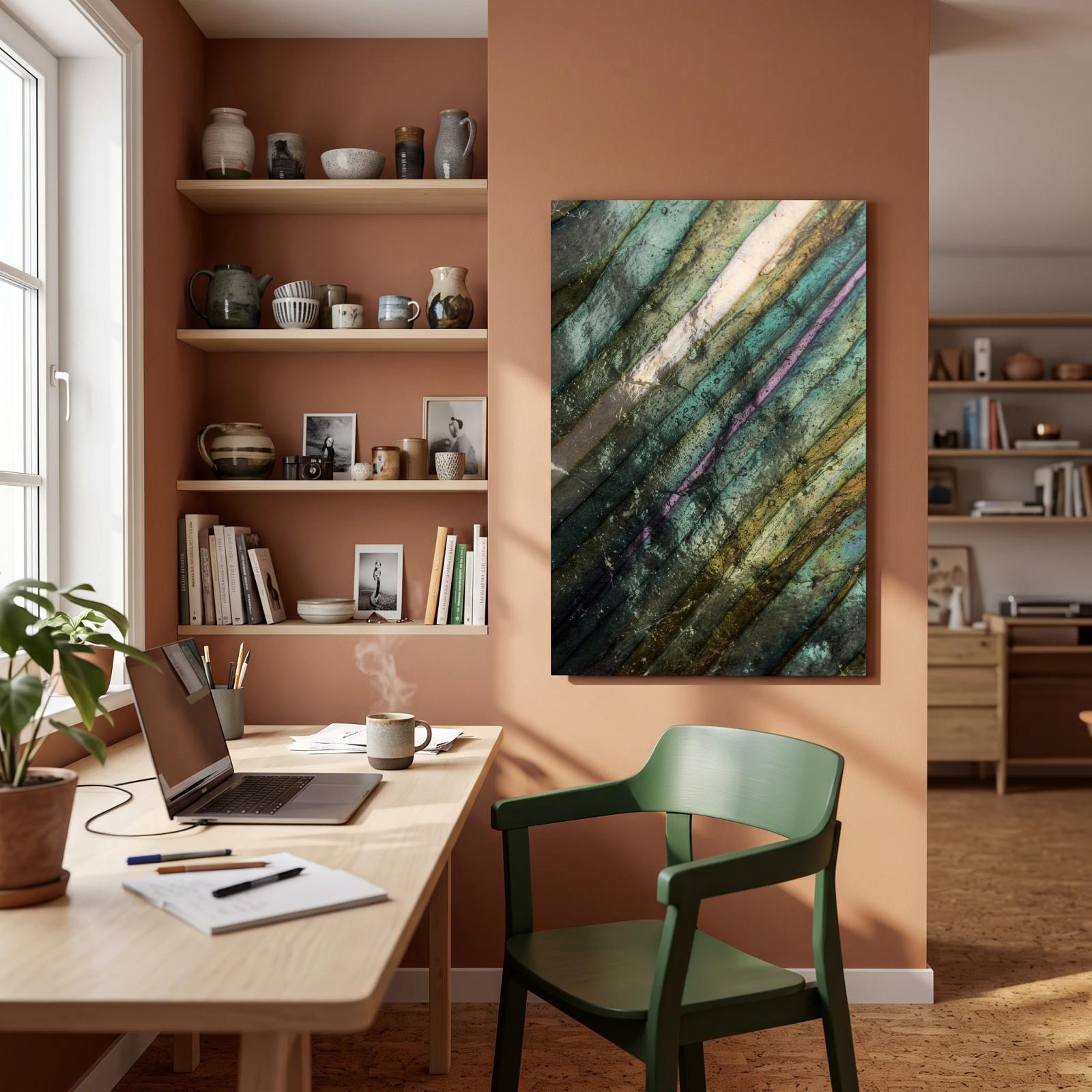Labradorite Gemstone Glass Wall Art Teal Green | Glass Wall Art — 3