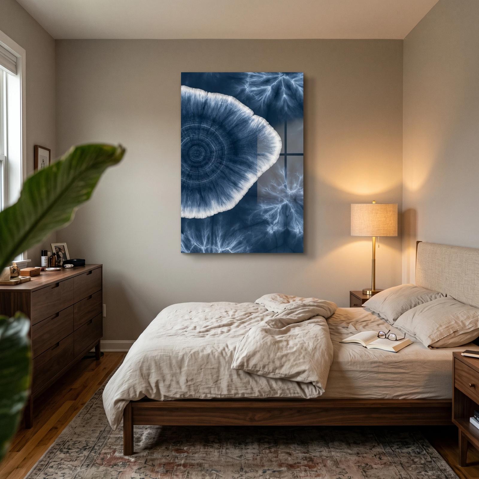 Indigo Medallion Wall Art Blue Shibori Abstract | Glass Wall Art — 2