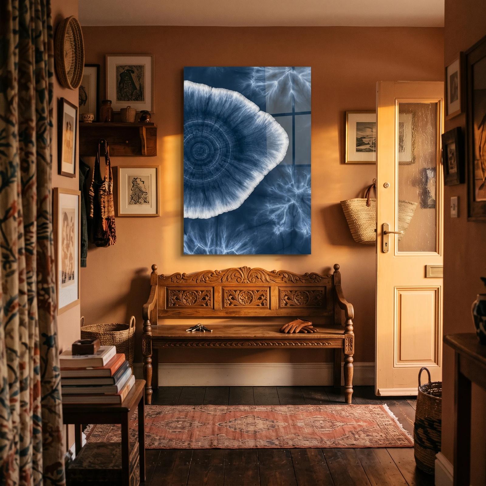 Indigo Medallion Wall Art Blue Shibori Abstract | Glass Wall Art — 5
