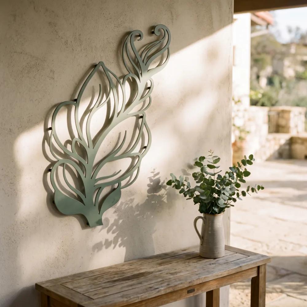 Leaf Metal Wall Art Botanical Silhouette – Verdant Whisper, Living Room Decor