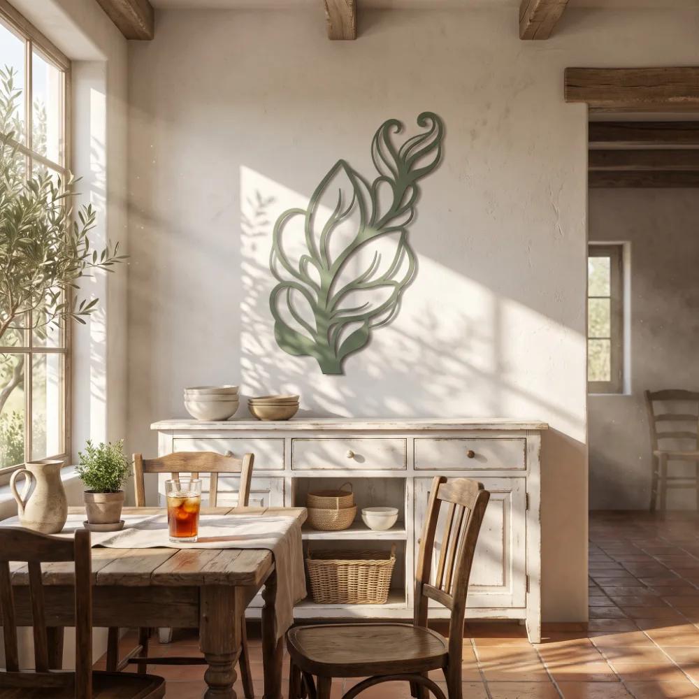 Leaf Metal Wall Art Botanical Silhouette – Verdant Whisper, Living Room Decor — 2