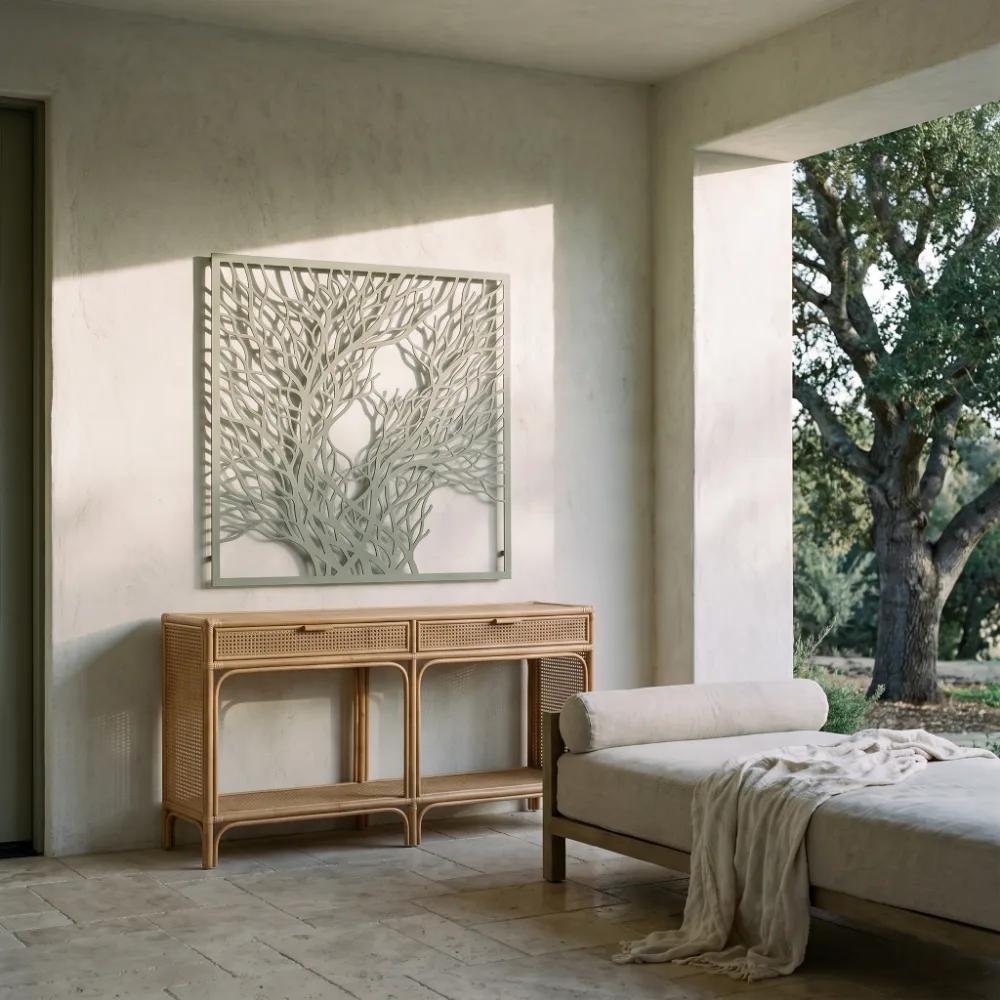 Botanical Tree Metal Wall Art – Whispering Canopy, Living Room Decor