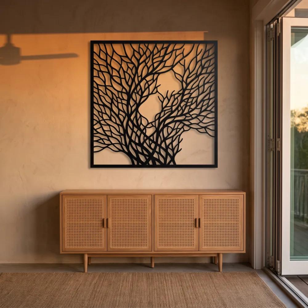Botanical Tree Metal Wall Art – Whispering Canopy, Living Room Decor — 4