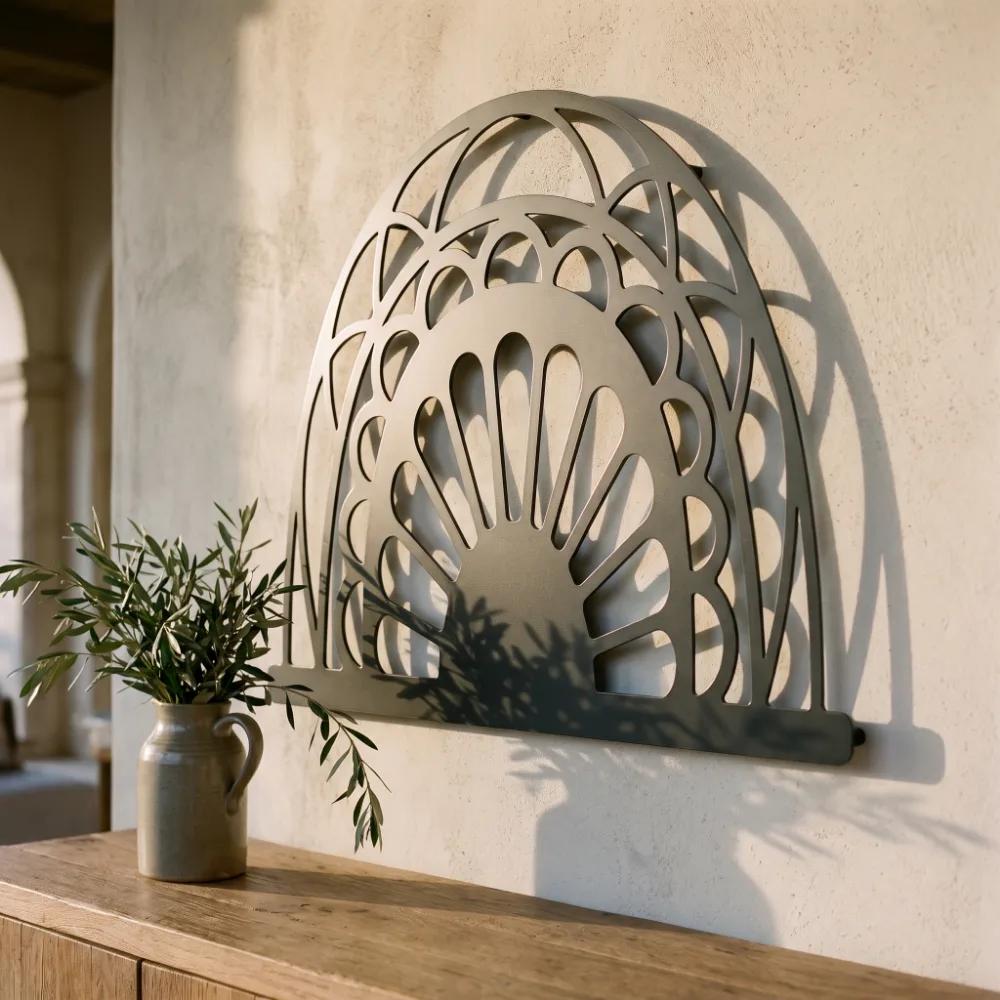 Arch Cathedral Metal Wall Art – Vaulted Reverie, Modern Entryway Living Room Decor