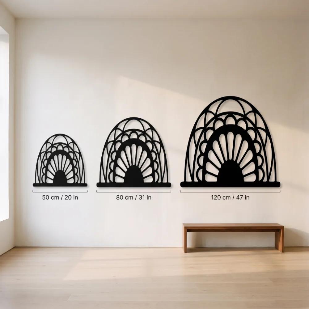 Arch Cathedral Metal Wall Art – Vaulted Reverie, Modern Entryway Living Room Decor — 7